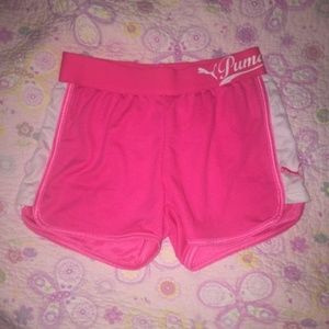 Girls pink Puma athletic shorts